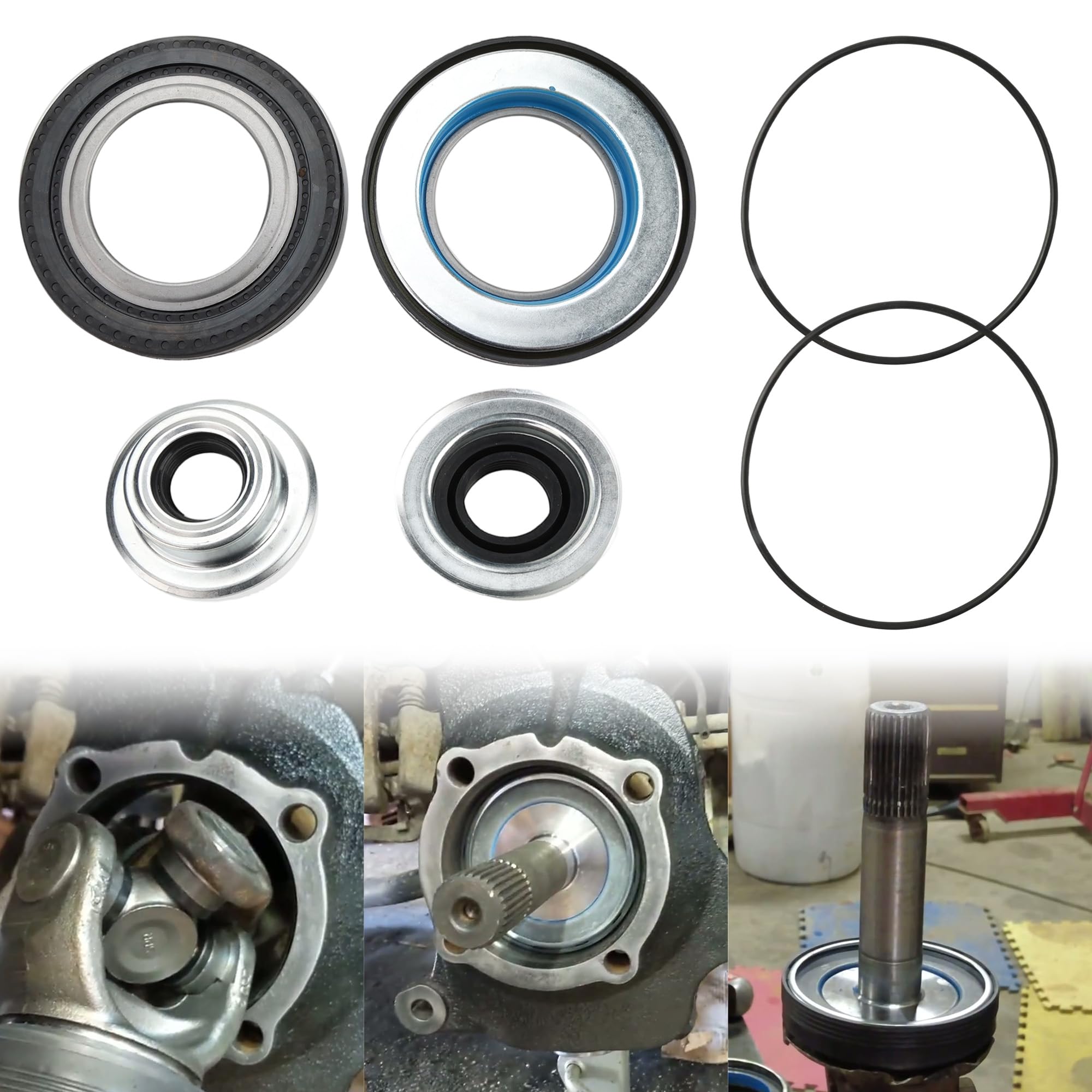 Photo 1 of 2017426 Front Axle Vacuum Knuckle Seal & Outer Tube Oil Seals Kit for 2005-2019 Ford F250 F350 F450 F550 Super Duty Excursion with Dana 50 60, Replace# 2023068 2014835 54983 53877