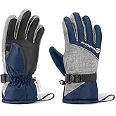 HIGHCAMP Kids Waterproof Winter Gloves 3M Thinsulate with Reflector for Boys Girls Snow Ski Riding