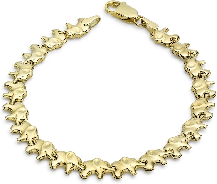 Carissima Gold 9ct Yellow Gold Elephants Link Bracelet of 19cm/7.5