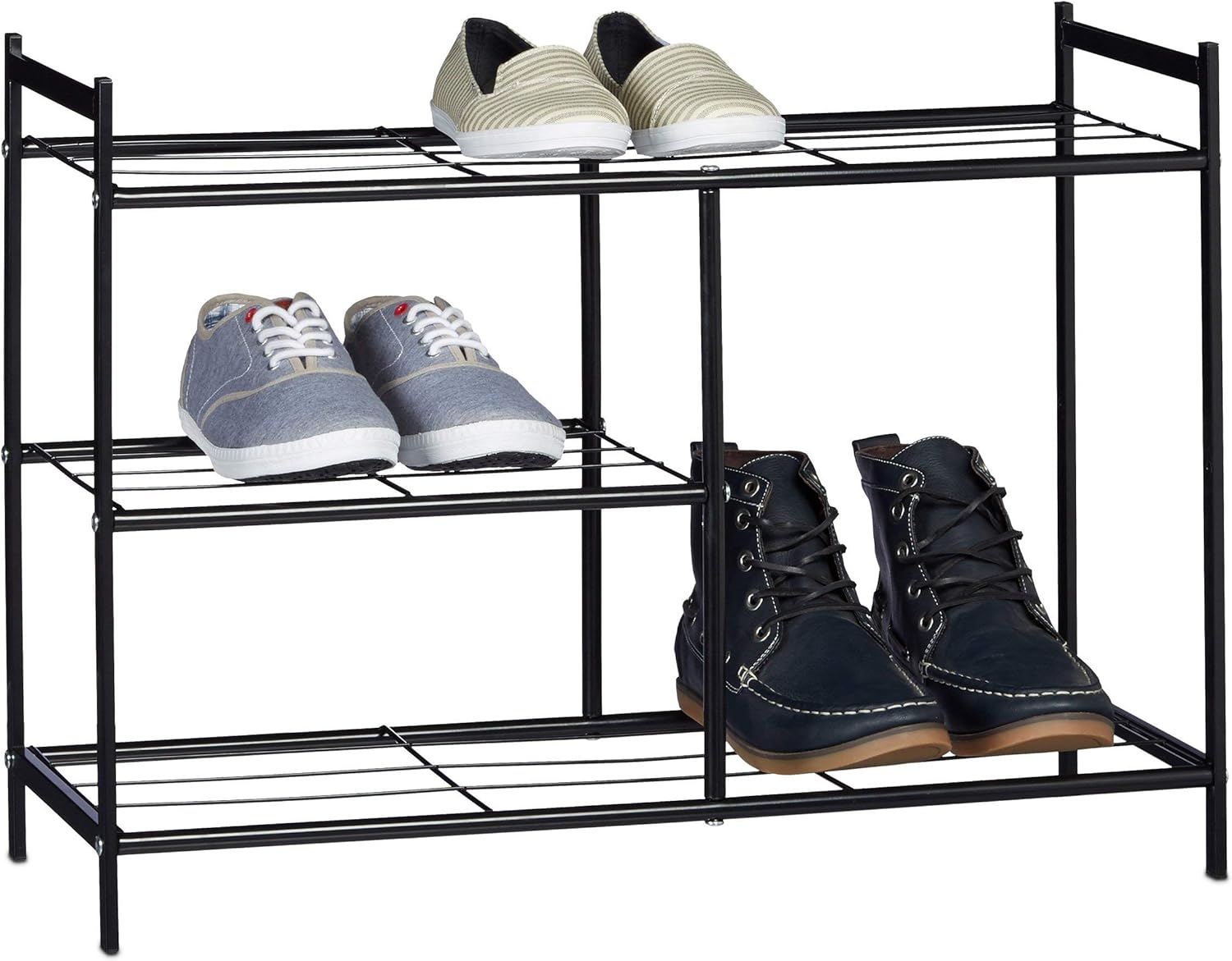 Relaxdays Zapatero Metálico Sandra, 3 Estantes, Organizador Zapatos, 8