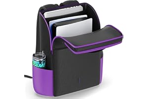 LVVIL Backpack for PS5/ Slim/ Pro Console, Full Protection PS5 Carrying Case Travel Bag, Large PS5 Storage Bag for Dual Controllers, PS Portal, Laptop, Game Cards, Backpack with 3 Cable Pouch,Purple