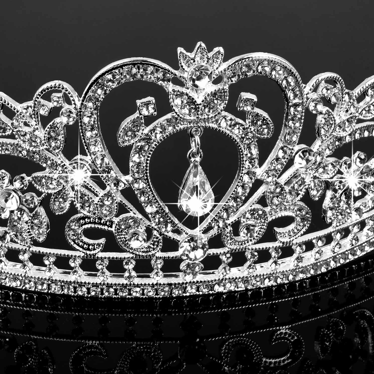 Abeillo Hochzeit Braut Kronen-Stirnband Tiara Charming Strass Kopfstück Silber (Diadem 3)