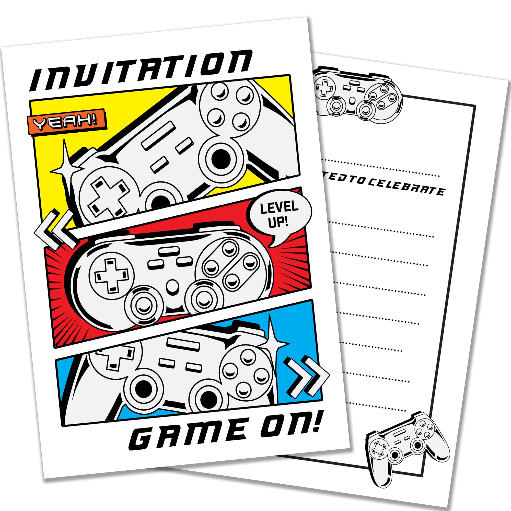 Olivia Samuel 20 x Gaming Party Invites from A6 Double Sided Cards with Envelopes