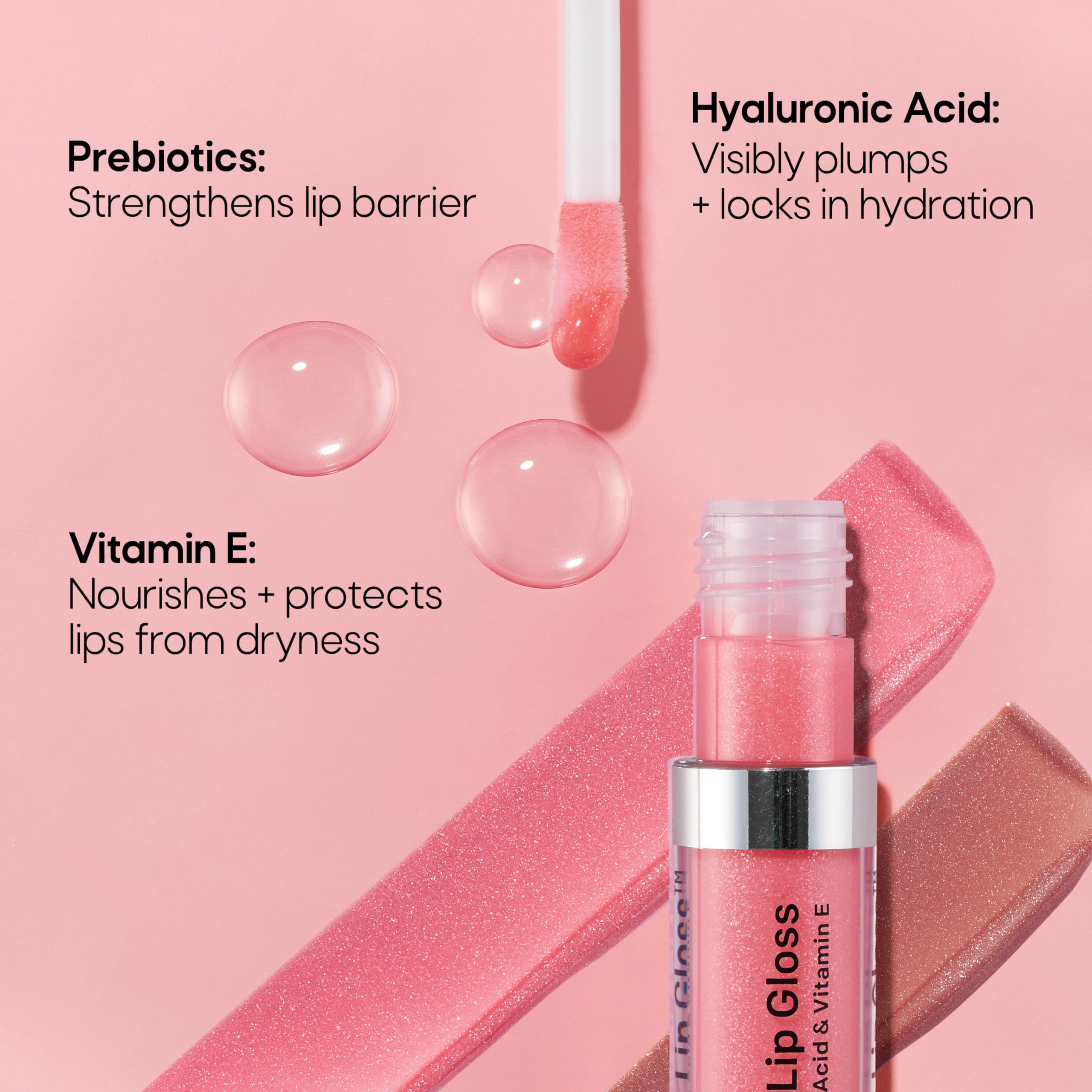 Almay Color & Care Hydrating Lip Gloss, Soft Natural Hues, Prebiotic Complex, Hyaluronic Filling-Sphere Technology, 200 Rose Glow, 0.1 Fl Oz