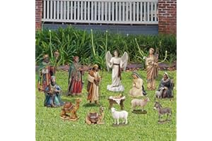 ACEORBIT 14 Pcs 11.9'' Tall Metal Christmas Outdoor Nativity Scene Set, Small Size Holy Family Yard Sign Decorations Weatherproof Nativity Lawn Signs with Stakes for Xmas Yard Garden Outside Home Decor