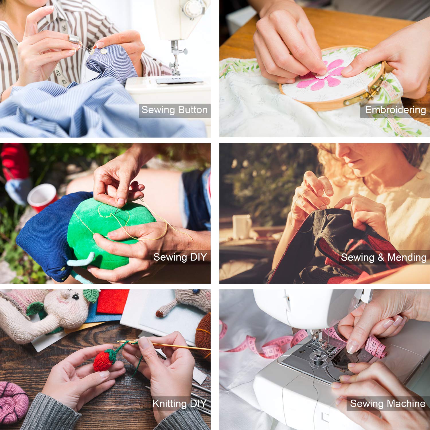 HuaQi Sewing Kit 206pack Sewing Accessories and Supplies with 42 XL Thread Spools, Sewing Needles, Scissors, Tape Measure, Thimble etc. for Traveler, Adults, Beginner, Emergency, DIY (XL-206pack)