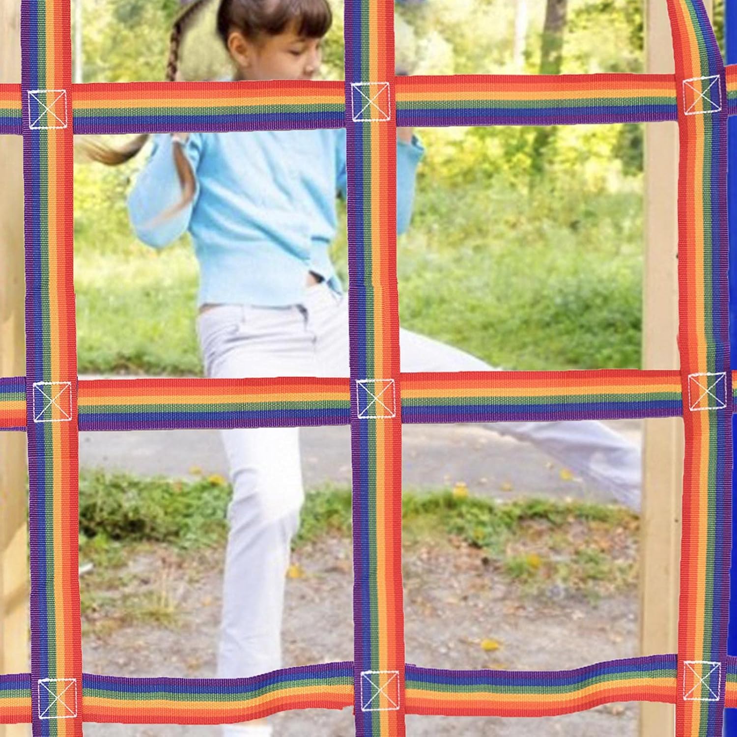 Glum Climbing Net Playground Climbers Rainbow Ribbon Physical Training Climbing Cargo Net Climbing Trellis Netting Outdoor Sports Play Kids Toys for Backyard Garden90x48 Inches Handy: Arts, Crafts & Sewing