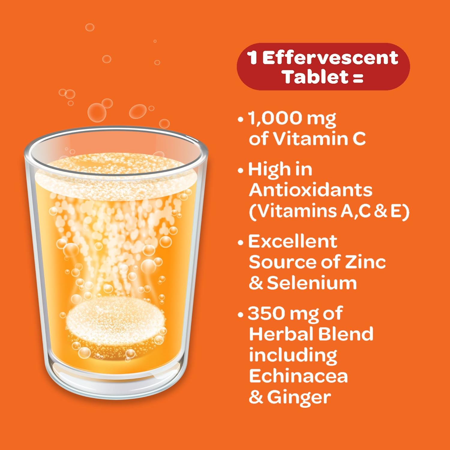 Vitamin C 1000mg (per serving) - Airborne Zesty Orange Effervescent Tablets (30 count in a box), Gluten-Free Immune Support Supplement and High in Antioxidants: Health & Personal Care