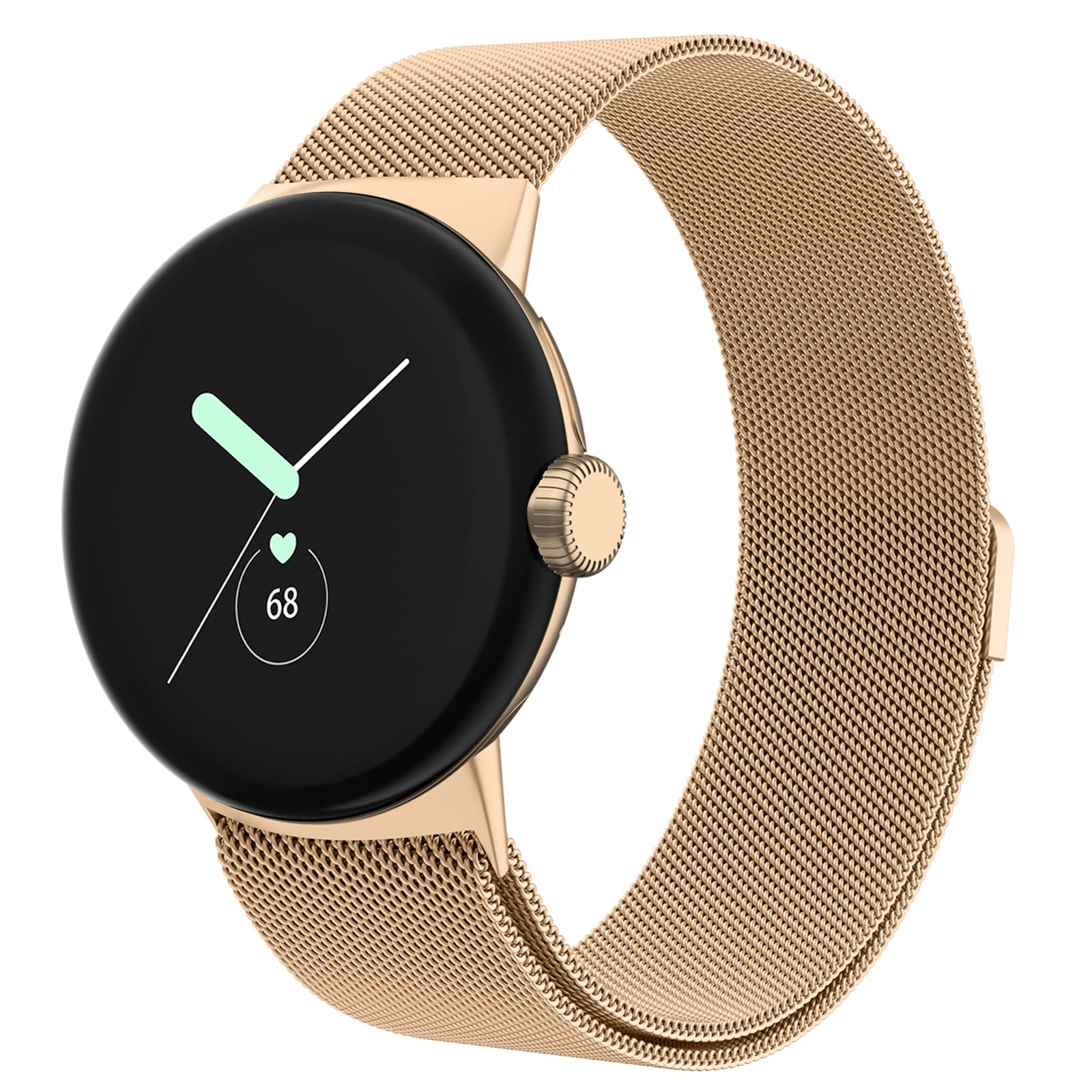 Photo 1 of Amzpas Metal Band Compatible with Google Pixel Watch Bands for Women Men, Stainless Steel Mesh Loop Adjustable Wristband Replacement Strap for Google Pixel Watch 1/2 / 3 41mm Band (Rose Gold)