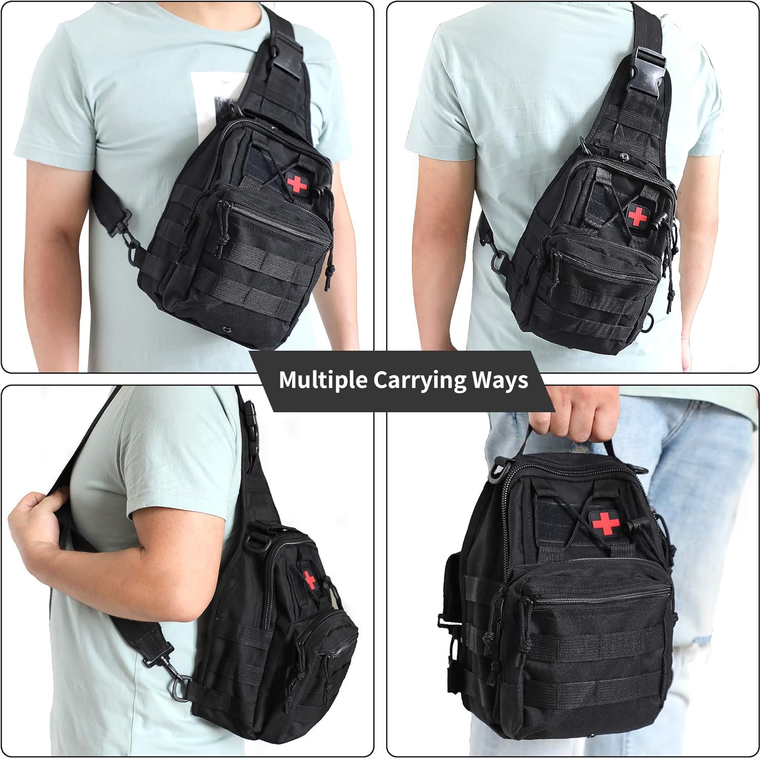 Sun Sante Emergency Trauma Survival First Aid Kit, Military Tactical Sling Rover Shoulder Bag Pack, IFAK EDC Molle System Outdoor Gear for Camping Boat Hiking Home Car Earthquake and Adventures : Sports & Outdoors