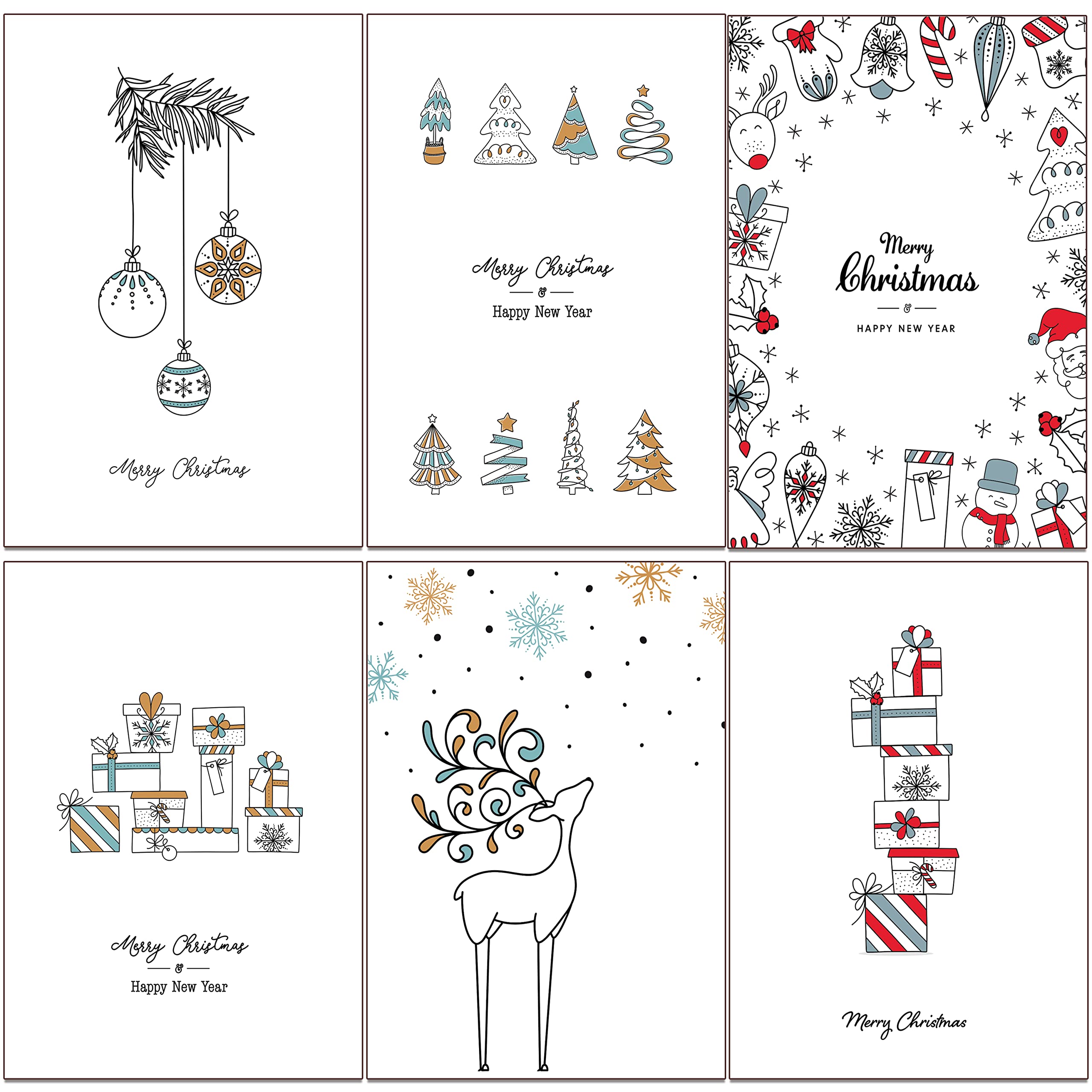 36 Eco Friendly Christmas Doodle Christmas Cards made from Recycled Card