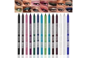 Waterproof Colored Eyeliner Pencil Set, 6/14 Pack Gel Eye Liners with Metallic & Shimmer Finish, Smudge-Proof Long-Lasting Ma