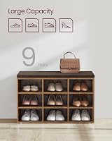 VASAGLE Rustic Brown Shoe Bench 9 Compartments Cushion Bench 78.5cm view 6