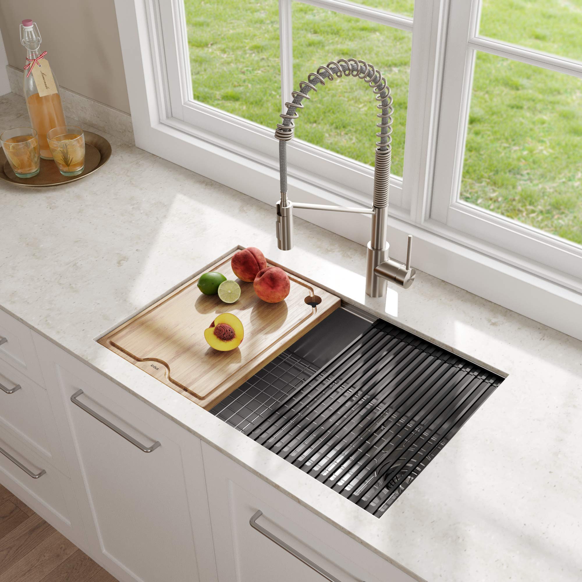 KRAUS KWU110-30 Kore Workstation 30-inch Undermount 16 Gauge Single Bowl Stainless Steel Kitchen Sink with Integrated Ledge and Accessories (Pack of 5)