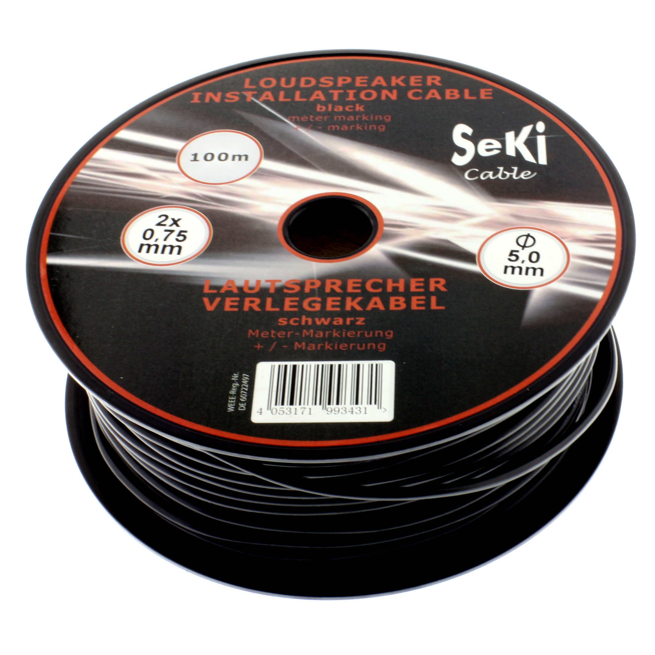 Speaker Cable Round 2x0.75mm² Black 100m Spool CCA PA Installation Cable Audio Cable