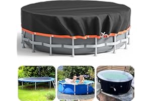 AUGOAK 24FT Round Pool Cover - Above Ground Pool Solar Cover with Steel Cord Charge,Enhance The Stability of Inground Swimming Pools,Waterproof Dustproof Hot Tub Covers