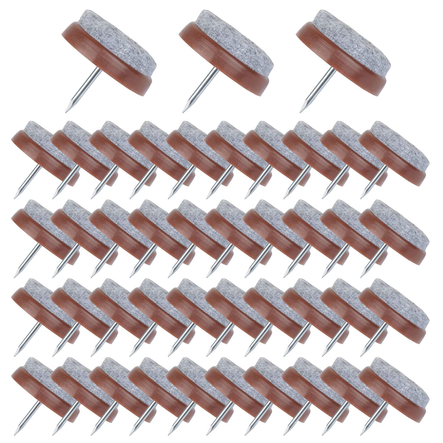 Flying swallow Furniture Felt Pads - 50 Pack Furniture Pads, 24mm Diameter Felt Pads. Chair Leg Floor Protectors with 4mm Thick Felt to Protect Hard Flooring from Scratches(Brown)
