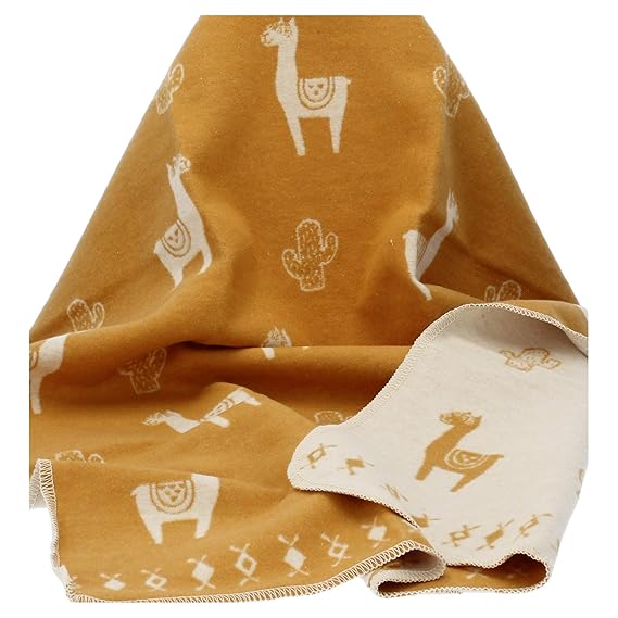 David Fussenegger - Babydecke -Kinderdecke - Decke - Juwel - Lamas - Goldgelb - 70 x 90 cm