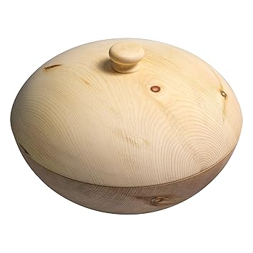 Barefoot Living Brotkorb aus Zirbenholz mit Deckel und 34 cm Durchmesser – Brotkasten zum Aufbewahren von Brot und Brötchen o