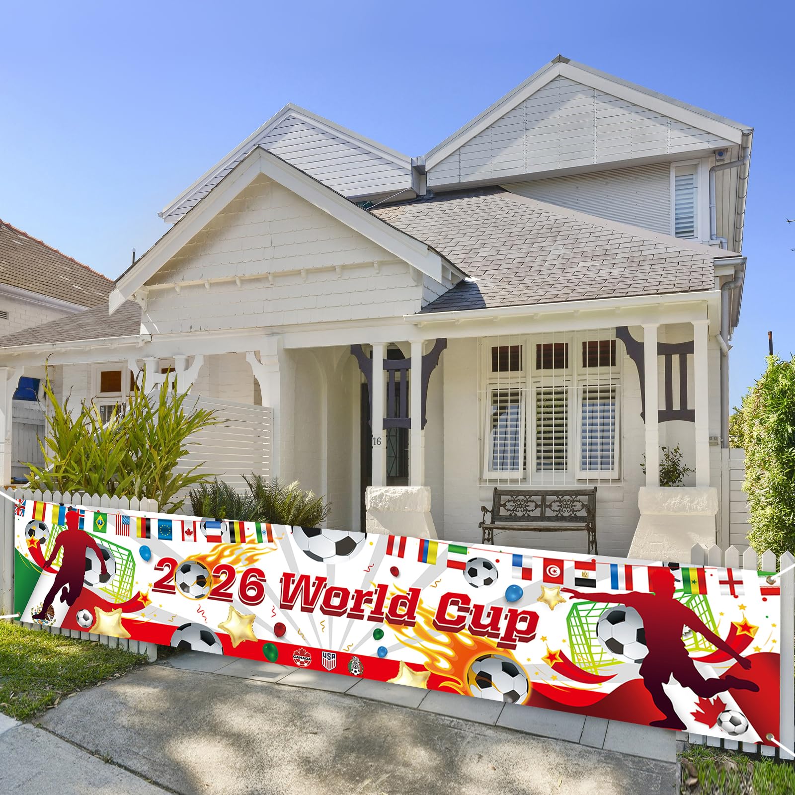 OyeeWen 2026 World Cup Banner, Functional Football Poster Long Banner Decorations, World Cup Merchandise, Soccer Fans Gifts, Indoor & Outdoor Decor