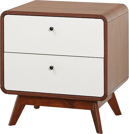 Amazon Com Modern Retro Wood Round Edge Nightstand With Two Drawers And Angled Legs Includes Modhaus Living Pen Kitchen Dining