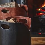 Ivyline Faux Leather Log Bucket Black Hand Finished Fireside Wood Bin H30xW40cm view 5