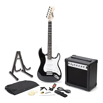 RockJam RJEGPKG elektrische Gitarre (Verstärker, Tuner, Kapodaster, Plektren, Reisetasche, Zubehör)