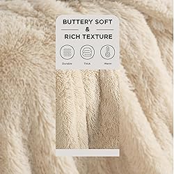 Bedsure Soft Beige Twin Blanket for Bed, Fluffy