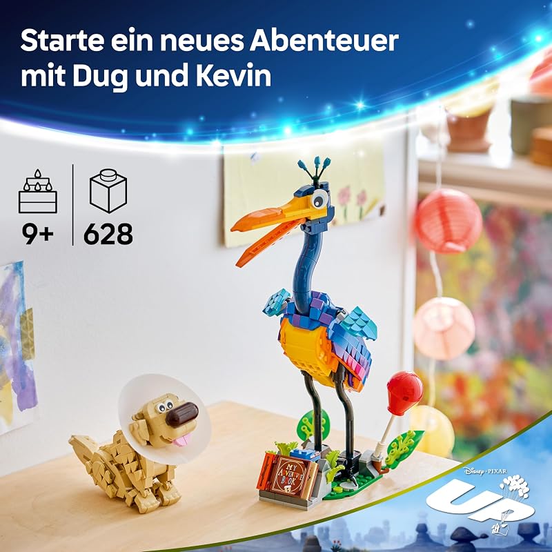 ǀ Disney and Pixar Kevin und Dug - Spielzeug Golden Retriever Hund & exotischer Vogel - DIY Deko fürs Kinderzimmer - Geburtstagsgeschenk für Mädchen ab 9 Jahren & Fans des Films Oben - 43290 — Foto 3 von 8