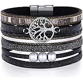 Desimtion Inspirational Tree of Life Boho Leather Wrap Bracelets for Women, Valentines Day Gifts for Her, Bohemian Jewelry for Women Teen Girls