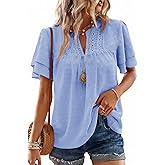 Bellcoco Womens Summer Tops Butterfly Short Sleeve V Neck Boho Blouses Swiss Dot Shirts Dressy Casual Flowy Outfits 2026