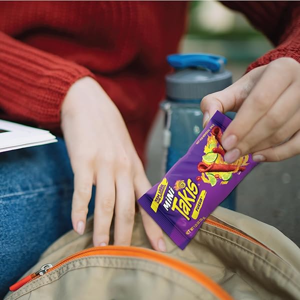TAKIS MINI 25 PC / 1.23 OZ BITE SIZE VARIETY PACK, ASSORTED FLAVORED MIXED ROLLED TORTILLA CHIPS – (15) FUEGO MINI 1.23 OZ, (10) NITRO MINI 1.23 OZ