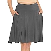 STRETCH IS COMFORT Women's and Plus Knee Length and MIDI A-Line Skirt w/Pockets