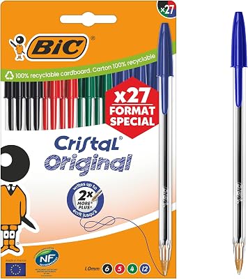 Canetas Originais de Crystal Medium Point (1,00 mm) - Cores de Tinta Variadas, Edição Especial com 27