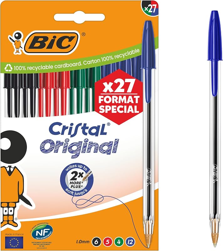 Canetas Originais de Crystal Medium Point (1,00 mm) - Cores de Tinta Variadas, Edição Especial com 27