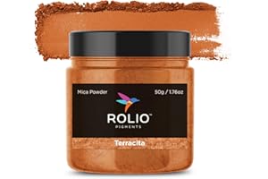 Rolio Premium Mica Powder - Terracita (50G / 1.76oz) - 1 Jar of Brown Pigment Powder for Epoxy Resin, Dye, Soap Making, Nail Polish, Paint, Candle Making, Bath Bombs, Slime
