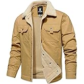 Dr.Cyril Men's Winter Jacket, Cotton Sherpa Fleece Lined Jacket, Warm Trucker Cargo Coats with Pockets