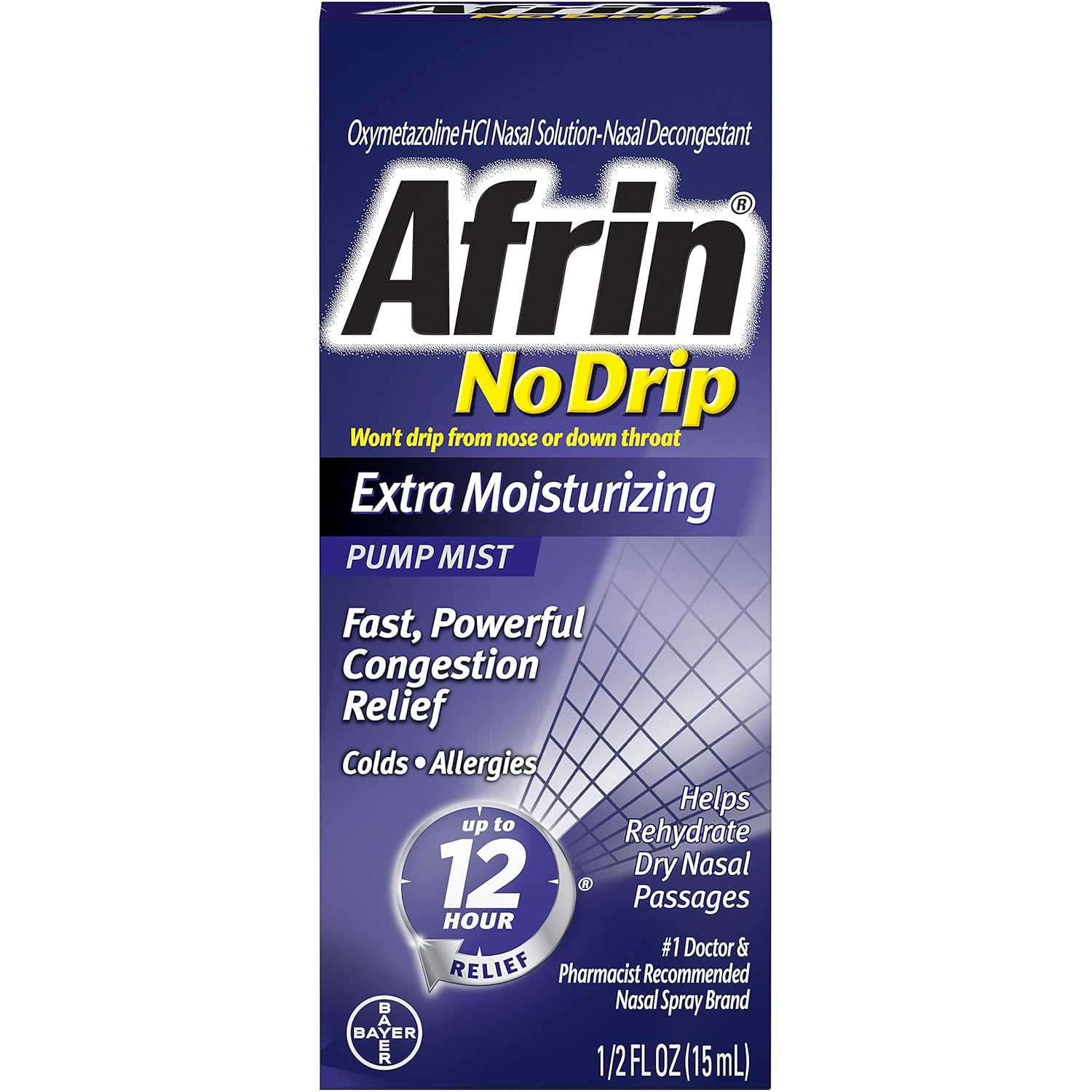 Afrin Nasal Spray No Drip Extra Moisturizing Pump Mist, .5 oz : Grocery & Gourmet Food