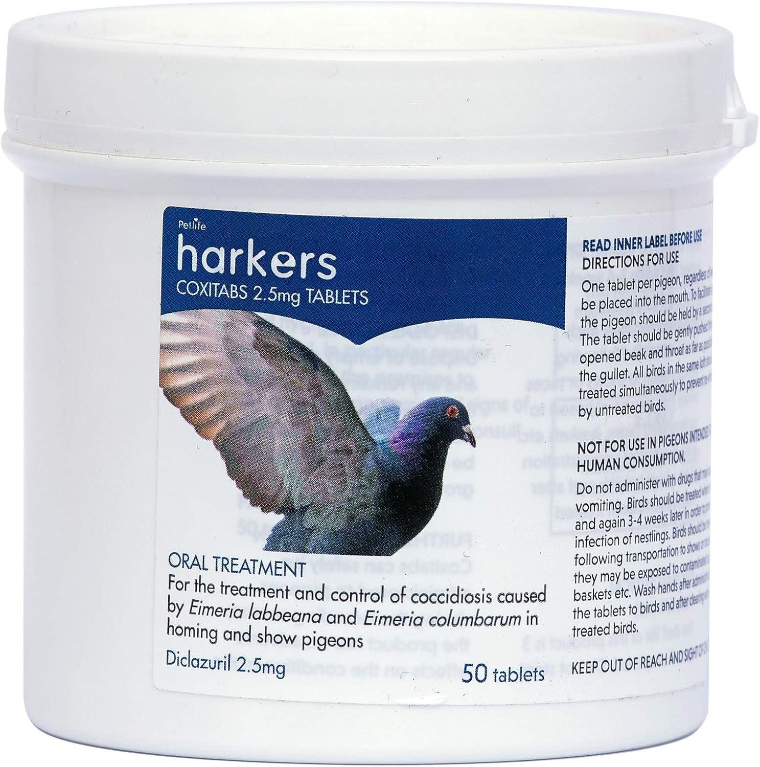 Harkers Coxitabs Petlife Coccidiosis Treatment for Pigeon 50 Tablets, 50 Count (Pack of 1)