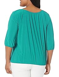 Star Vixen womens 3/4 Sleeve, Front Tie Peasant Top