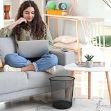 KEPLIN Round Trash Can Bin 1 Pack Charcoal Black Non-slip Mesh Bin view 7