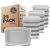 Freshware Meal Prep Containers [25 Pack] 1 Compartment Food Storage Containers with Lids, Bento Box, BPA Free, Stackable, Microwave/Dishwasher/Freezer Safe (28 oz)
