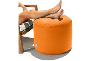 Jaxx Spring Outdoor Ottoman/Side Table, Premium Sunbrella, Tangerine