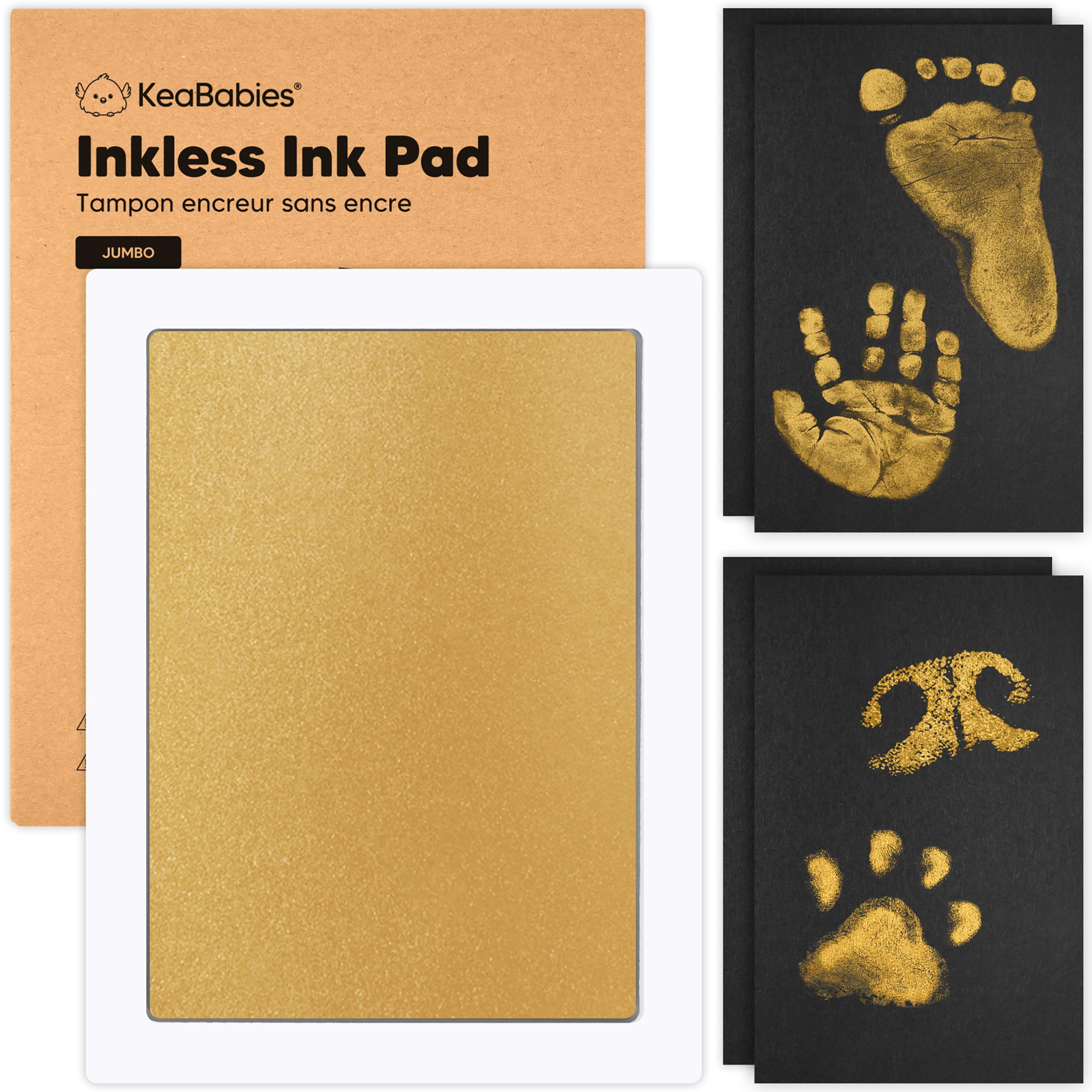 Photo 1 of 1-Pack Inkless Baby Hand and Footprint Kit - Mess Free Ink Pad for Newborn Keepsake, Dog Nose & Paw Print Kit, Clean Touch Ink Pad for Baby Hand & Footprints, Ideal New Mom Gifts (Gold, Jumbo)