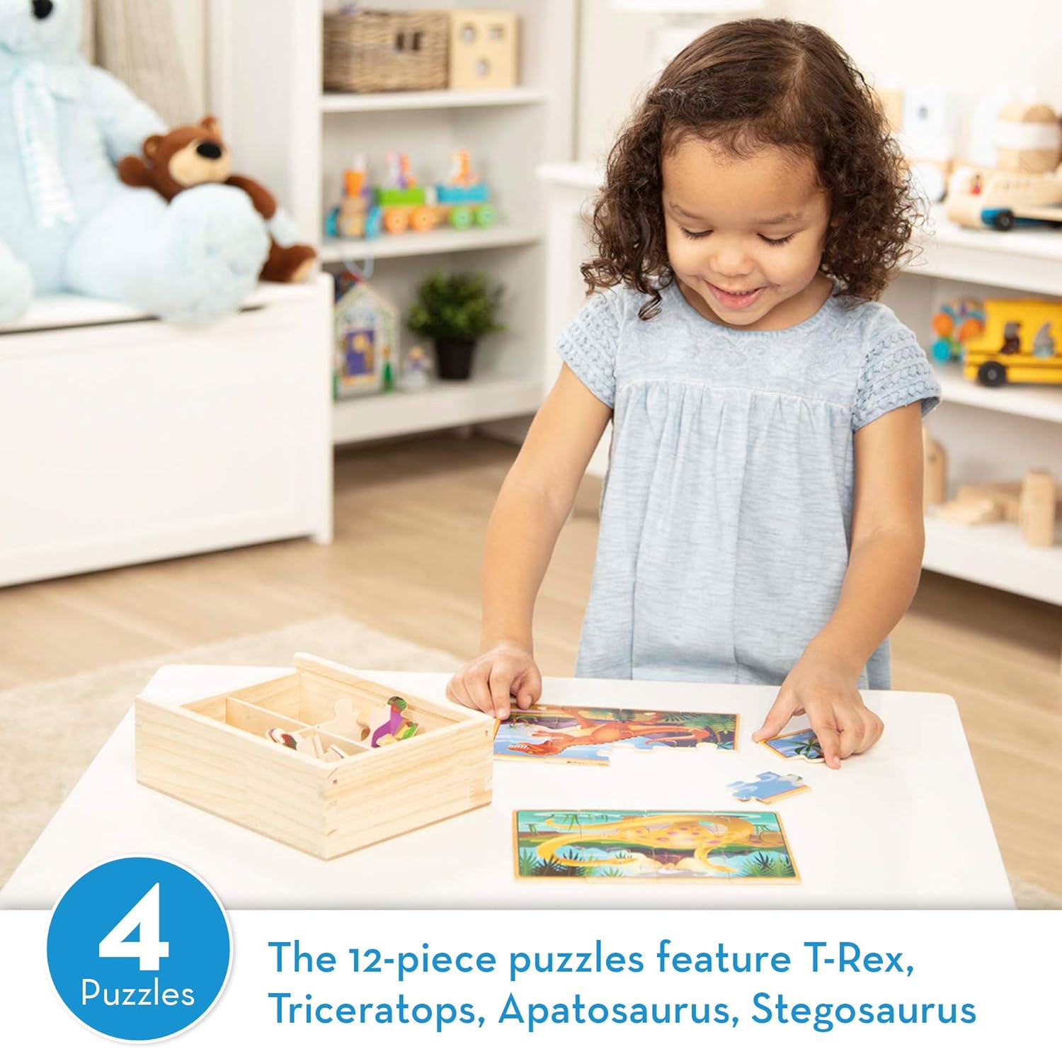 Melissa & Doug Wooden Jigsaw Puzzles in a Box - Dinosaur: Melissa & Doug: Toys & Games