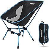 MARCHWAY Lightweight Folding Camping Chair, Portable Foldable Compact for Outdoor Camp, Travel, Beach, Picnic, Festival, Hiking, Backpacking, Supports 330Lbs (Blue)
