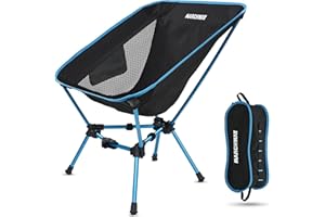 MARCHWAY Lightweight Folding Camping Chair, Portable Foldable Compact for Outdoor Camp, Travel, Beach, Picnic, Festival, Hiking, Backpacking, Supports 330Lbs (Blue)
