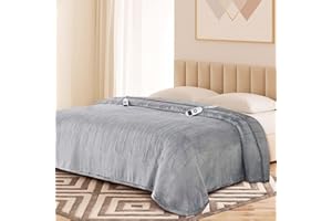 YOKIMISU Heated Electric Blanket King- Super Soft Heating Blanket, Dual Control & 6 Heat Settings, 10 Hours Auto Off, ETL and FCC Certification Fast Heating Electric Throw, Machine Washable, 90 x 100''- Grey