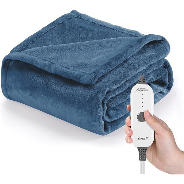Amazon.com: Sunbeam Velvet Plush Electric Heated Throw Blanket with 3 Heat  Settings and Auto-Off, Machine Washable (Silver Grey) : Home u0026 Kitchen