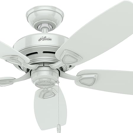 Hunter Fan 48 Inch Outdoor Damp Rated Ceiling Fan In White With 5